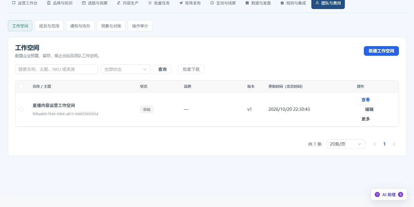 团队与费用工作界面